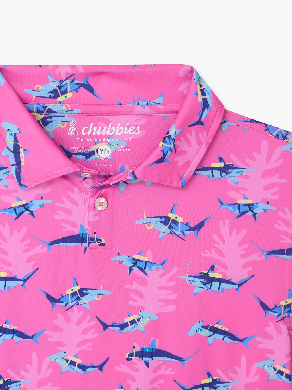 The Great Pink Shark (Boys Performance Polo)