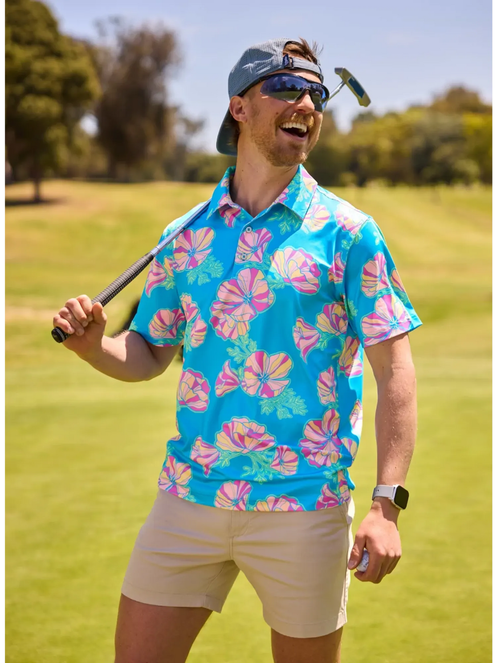 The Great Grand Poppy (Performance Polo)- Blue