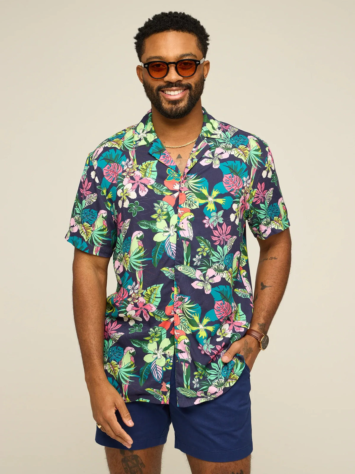 The Canopy (Rayon Sunday Shirt)- Navy