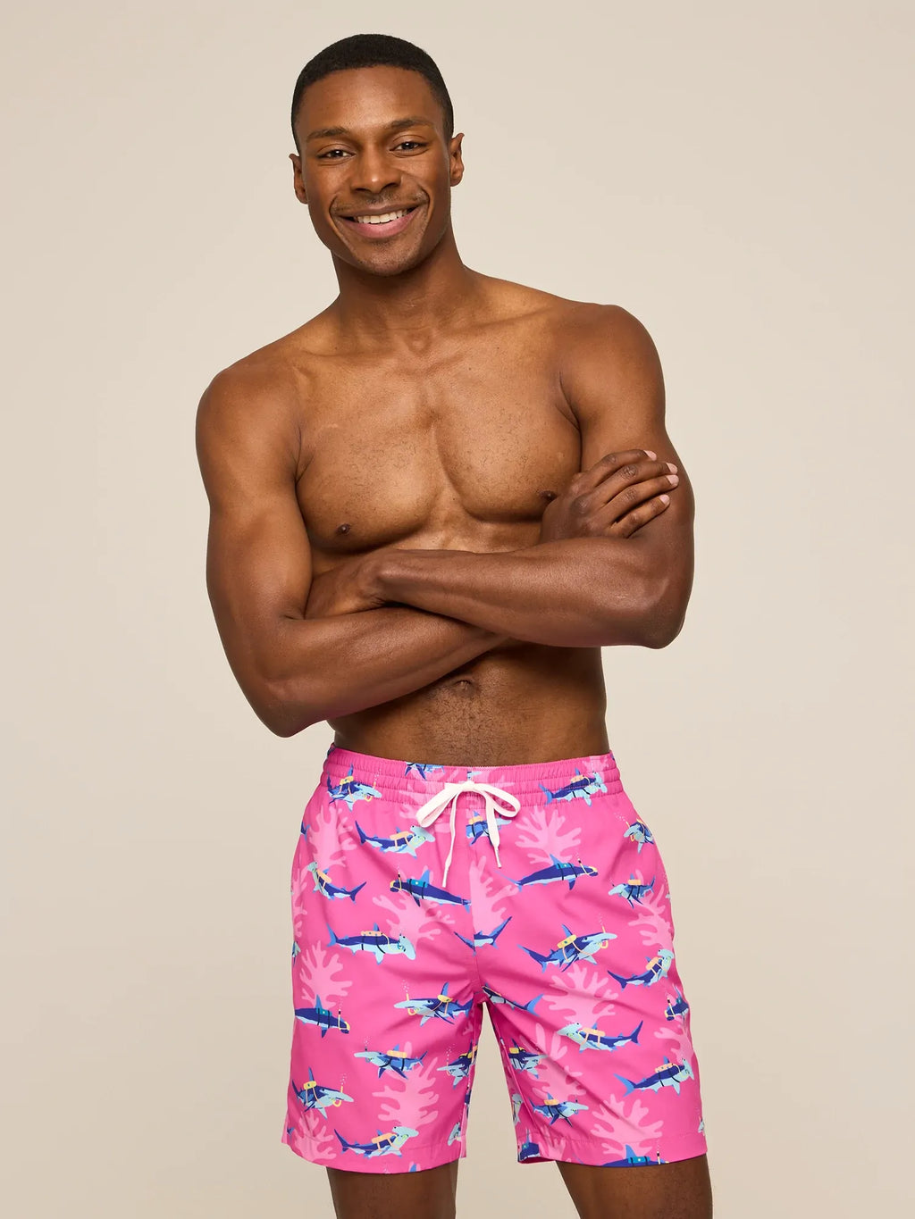 The Great Pink Sharks 7" (Classic Lined Swim Trunk)