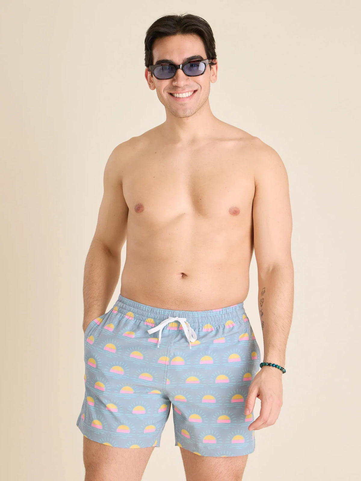 The Heat Waves- Gray 5.5" (Classic Lined Swim Trunk)