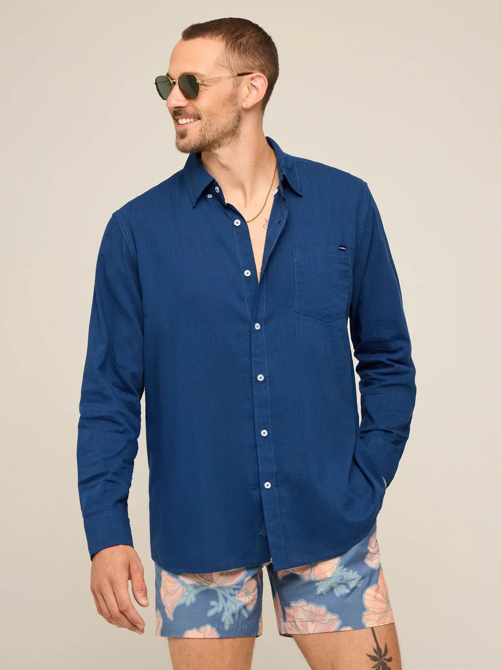 The Midnight Marine (LS Resort Weave Friday Shirt)
