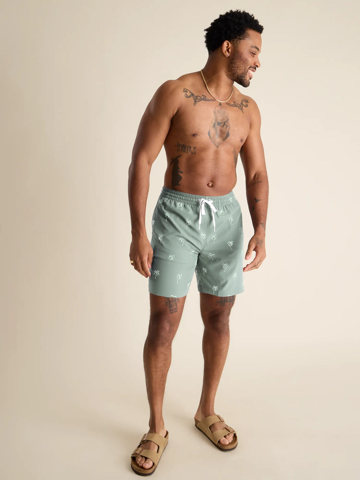 The Midnight Palms 7" Classic Lined Swim Trunk - Olive