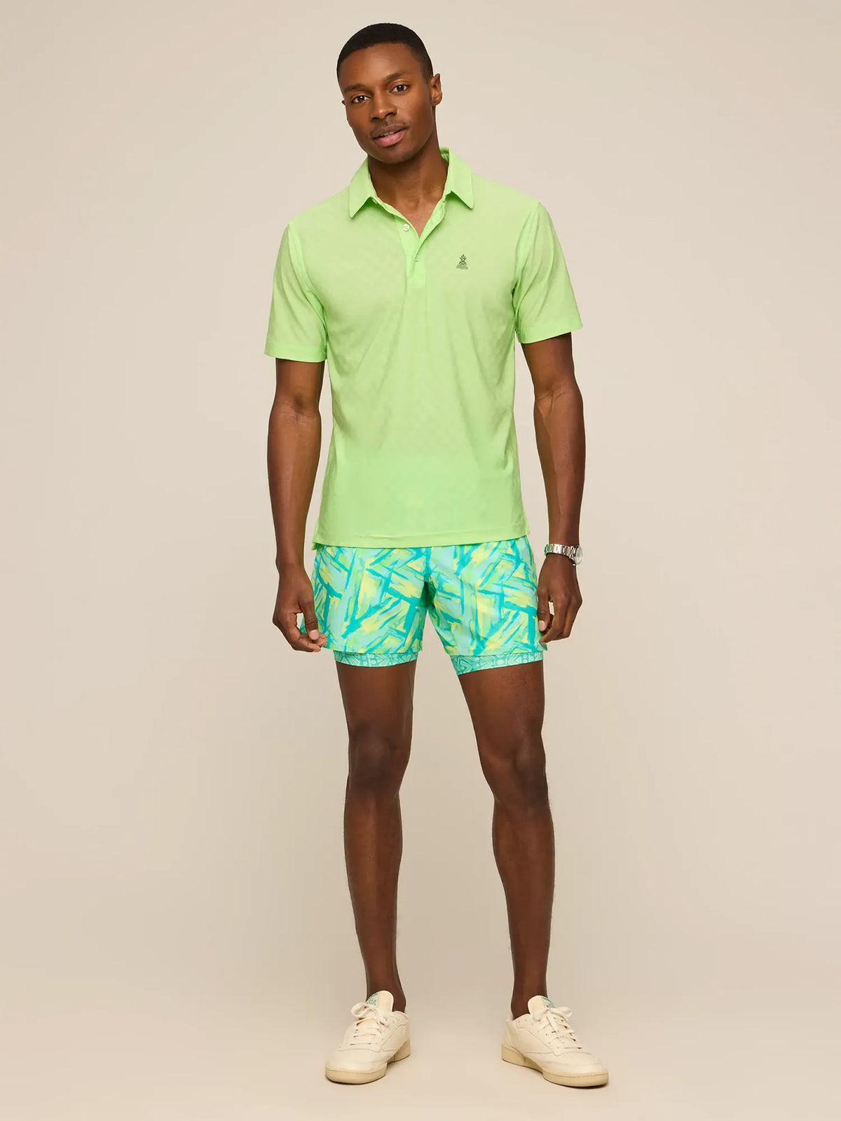 The Pistachio Glow (Textured Performance Polo)