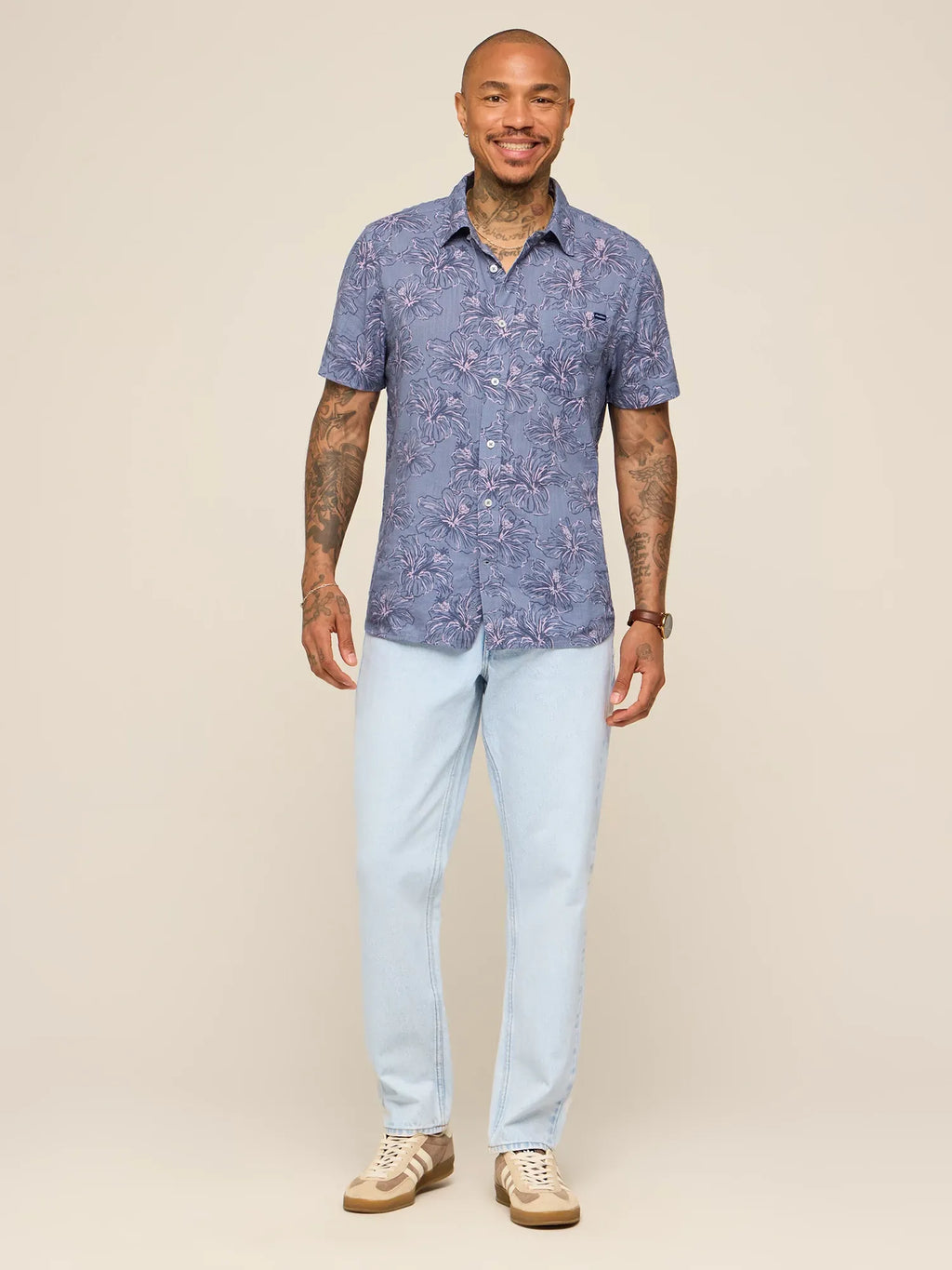 The Risk It or Hisbiscus (Resort Weave Friday Shirt)- Gray