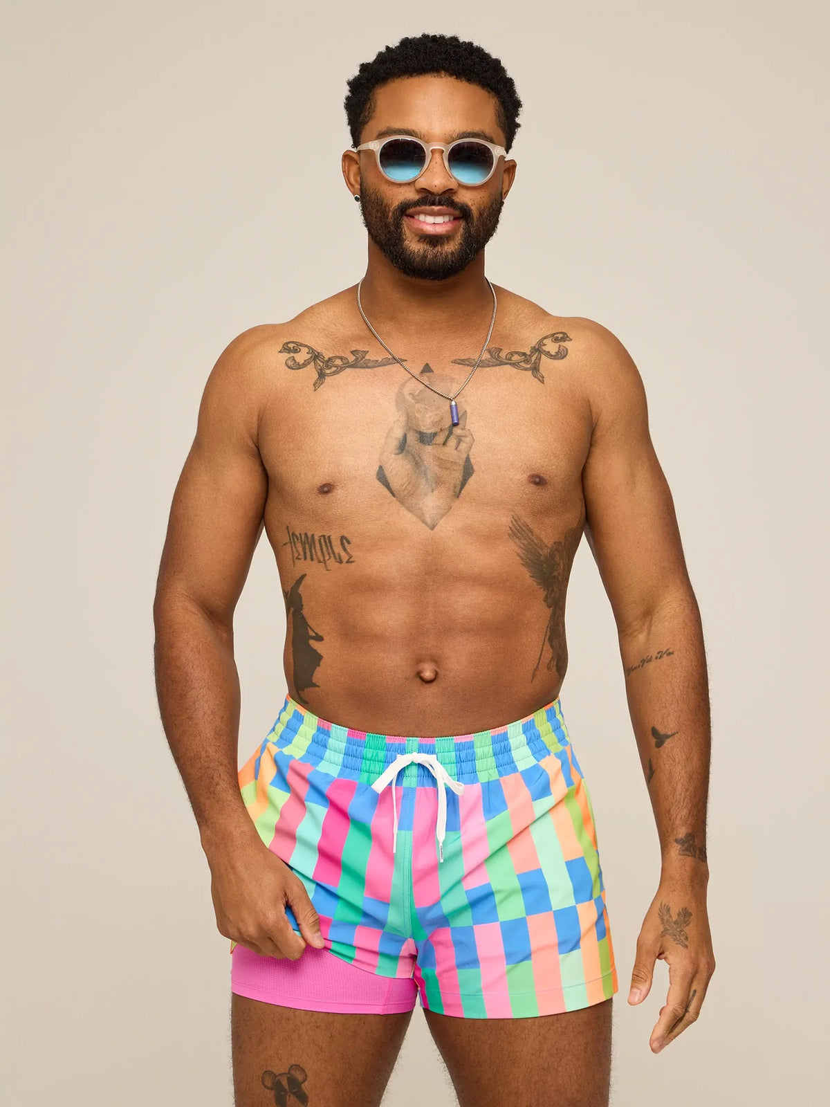 The Technicolor Stitches 4"(Classic Lined Swim Trunk)