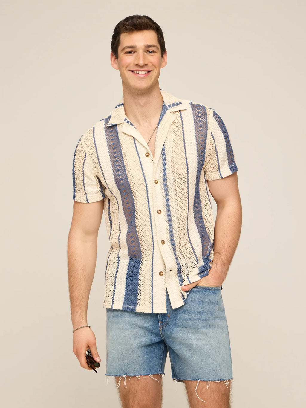 The Calm Seas (Crochet Sunday Shirt) - Cream/Navy (CQS)