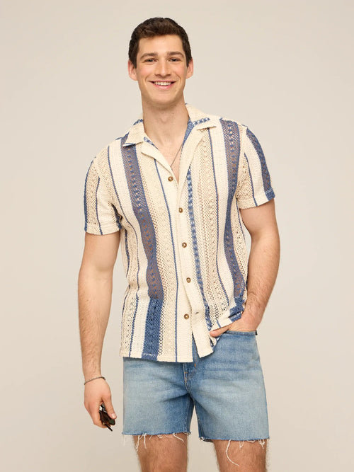 The Calm Seas (Crochet Sunday Shirt) - Cream/Navy (CQS)
