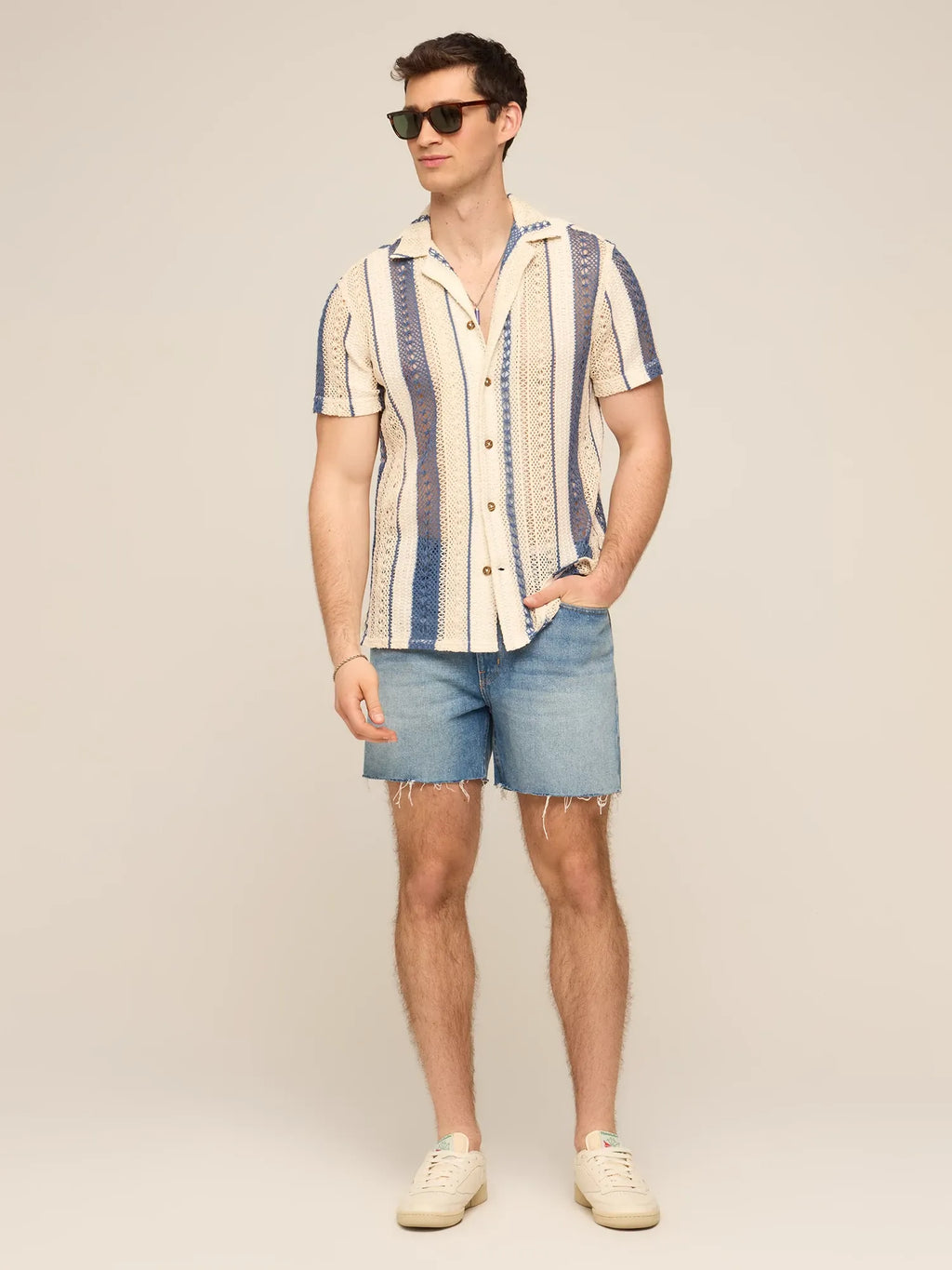 The Calm Seas (Crochet Sunday Shirt) - Cream/Navy (CQS)