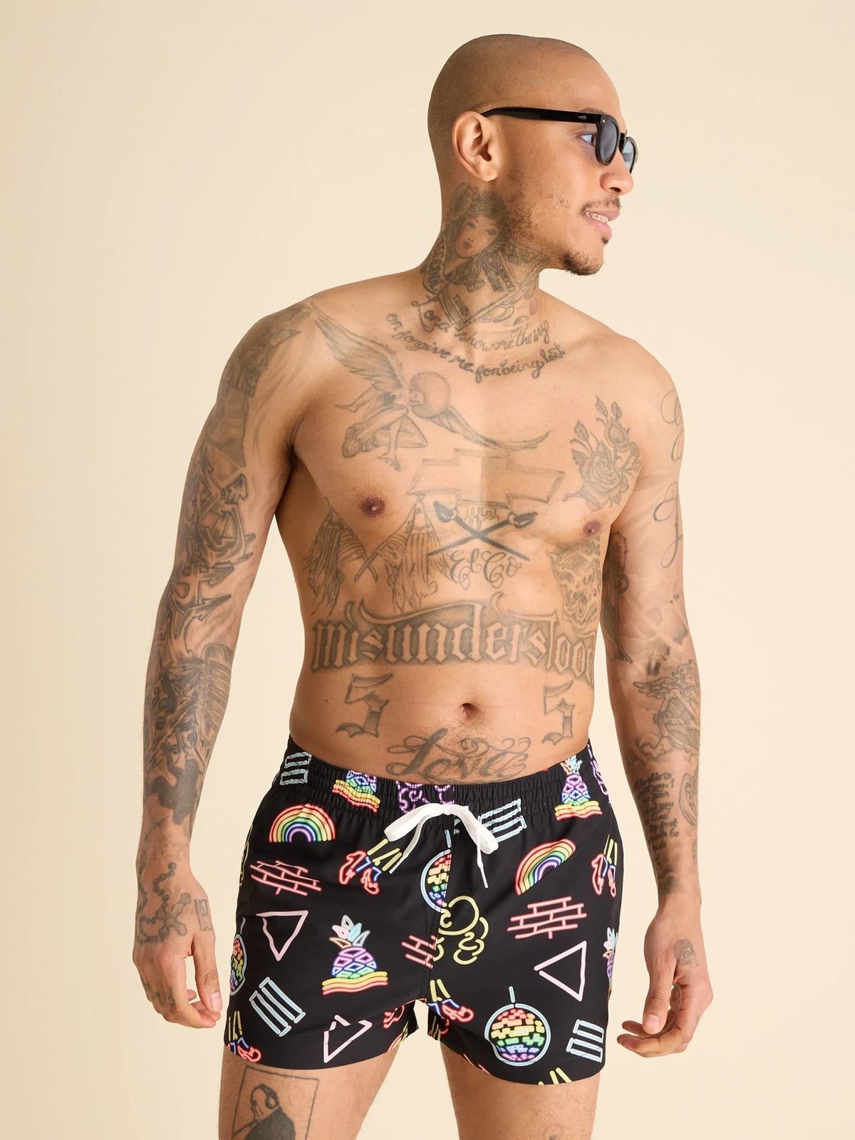 The Neon Pride 4" (Classic Lined Swim Trunks)