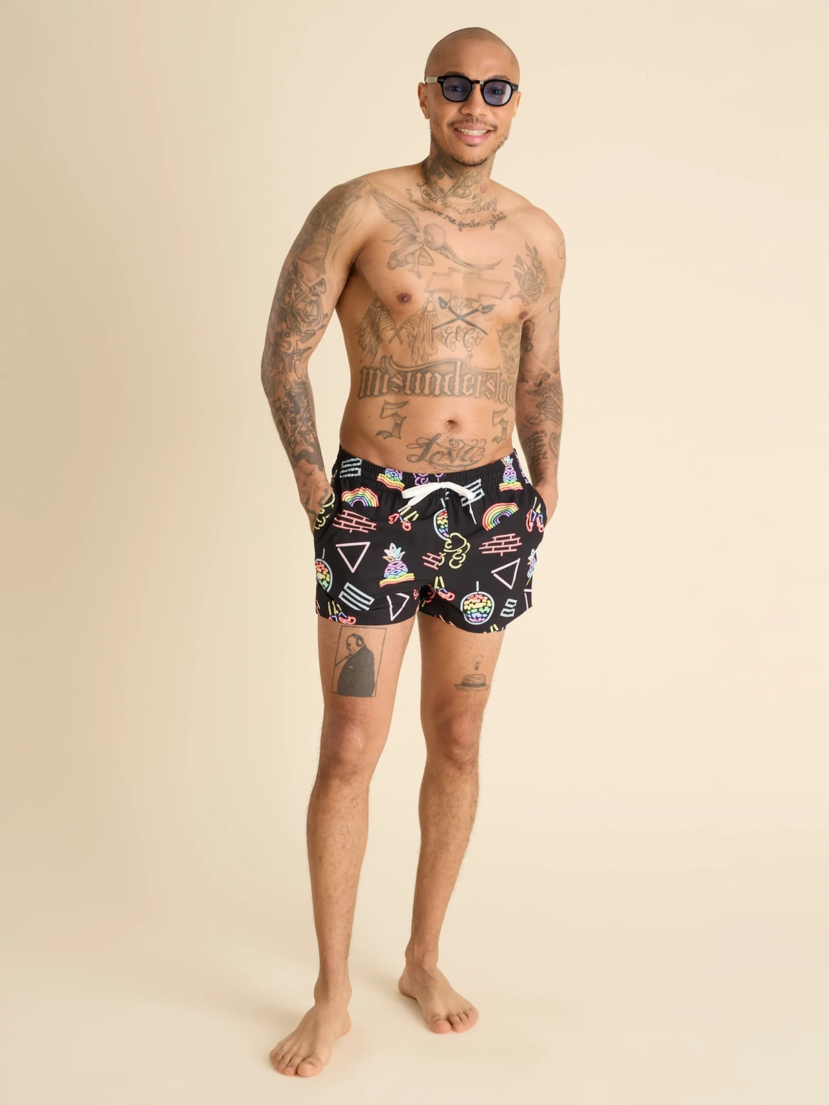 The Neon Pride 4" (Classic Lined Swim Trunks)