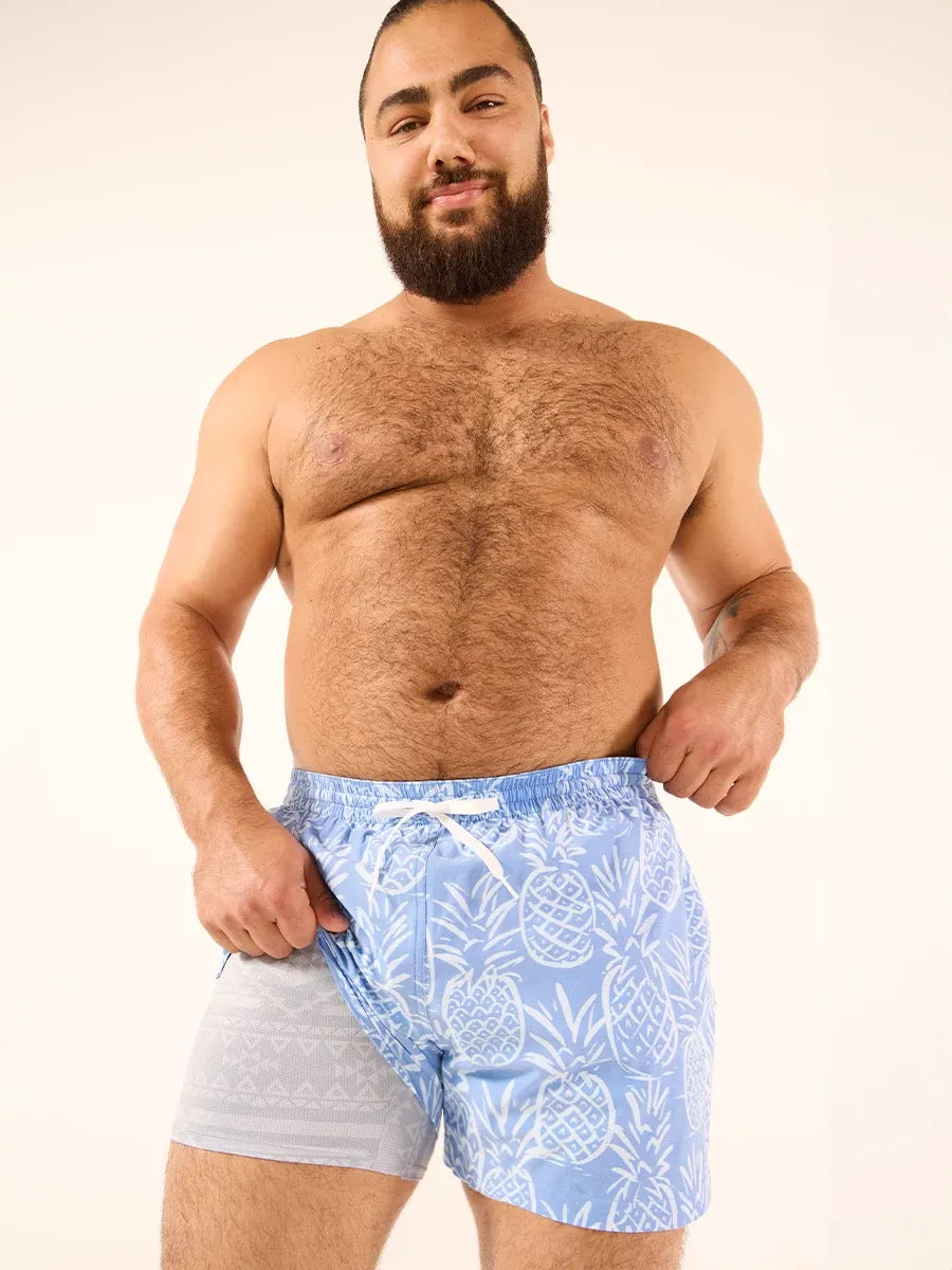 The Thigh-Napples 4" (Faded Lined Classic Swim Trunk)