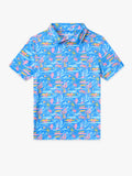 The Single & Ready To Flamingle (Boys Performance Polo)- Blue