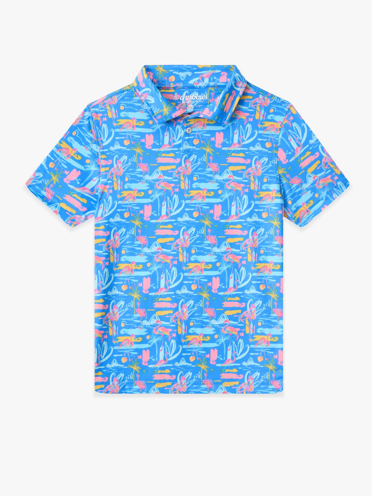 The Single & Ready To Flamingle (Boys Performance Polo)- Blue