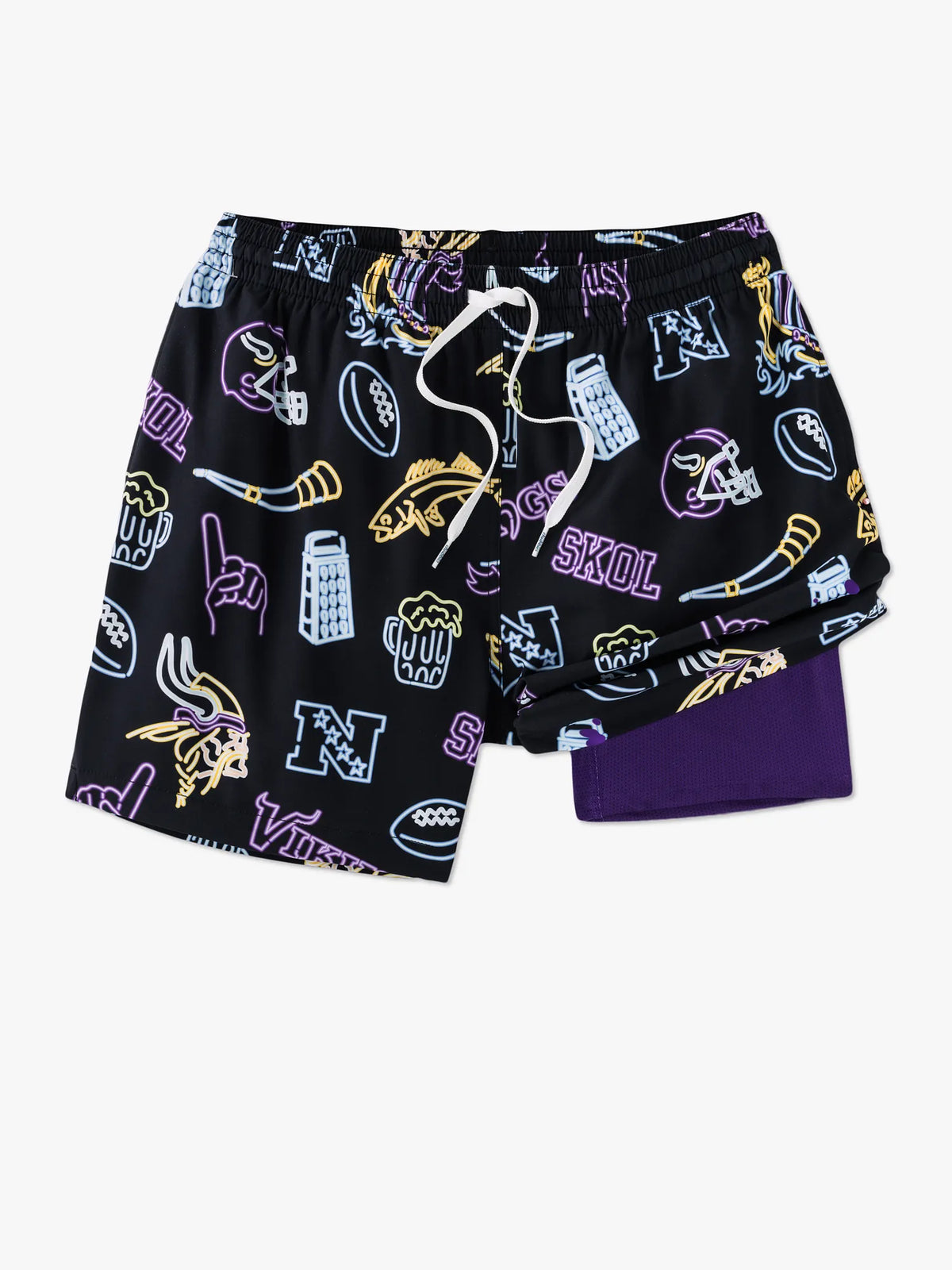 Chubbies The Neon Vikings 5.5" Inseam for Men Polyester/Spandex Swim Trunks with Boxer Brief Mesh Liner